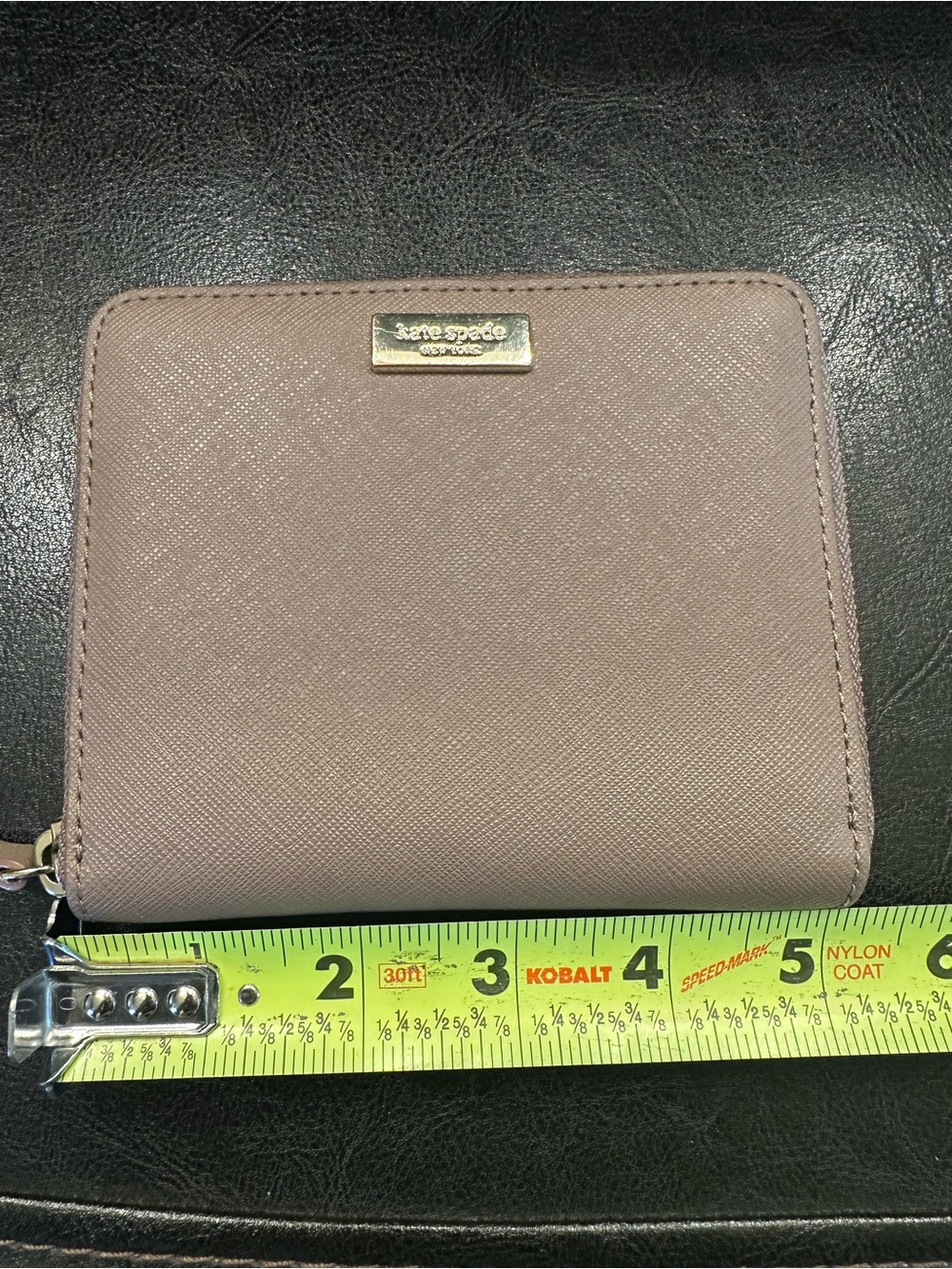 Kate Spade New York Saffiano Leather Zip-Around Mini Wallet in Taupe - Picture 9 of 11